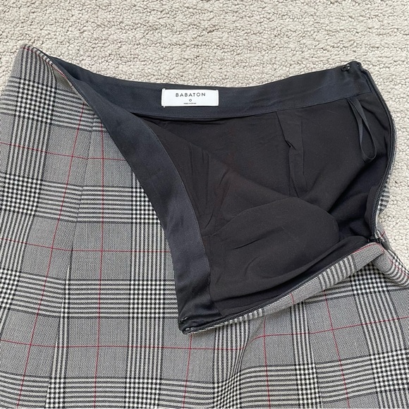 Babaton Hopper Plaid/Houndstooth High Rise A-Line Mini Skirt Gray Women's Size 0 - Picture 10 of 10
